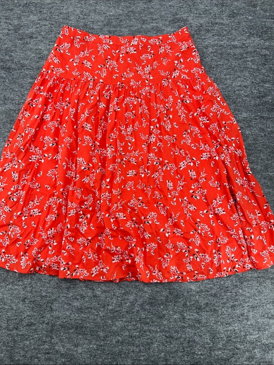 Ann Taylor Dresses & Skirts - Ann Taylor Floral Print A Line Midi Skirt Red Lightweight Lined Zip Back Size 12